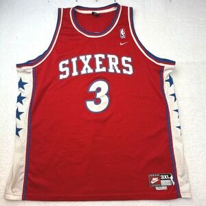 Nike Sixers Jersey 3x Allen Iverson #3 Red NBA Basketball 3XL Men's- flaws‎